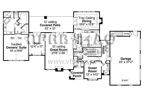 Проект двухэтажного дома с гаражом на три и более машин в английском стиле S5-319 (035-00791)