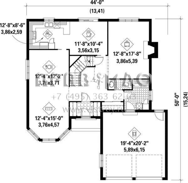 Проект двухэтажного дома с гаражом на две машины в английском стиле S5-234 (6146-00199)