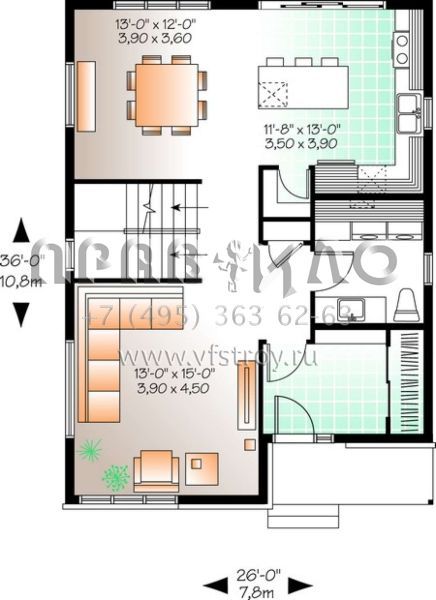 Проект двухэтажного дома без гаража в современном стиле S5-164 (034-00999)