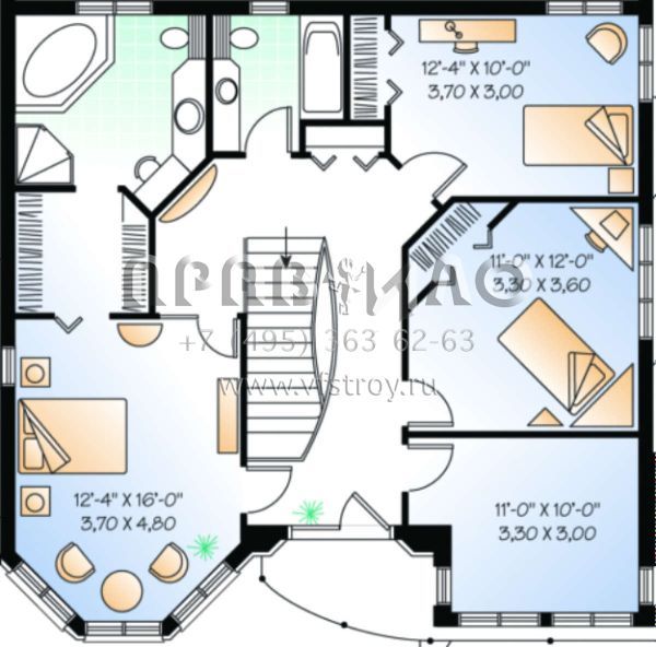 Проект двухэтажного дома с гаражом на две машины в английском стиле S5-190 (034-00039)