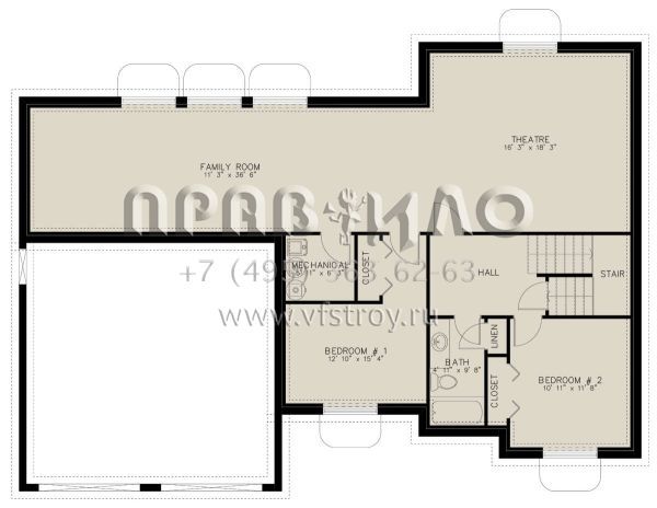 Проект двухэтажного дома с гаражом на две машины в стиле Ранчо S5-317 (2802-00021)