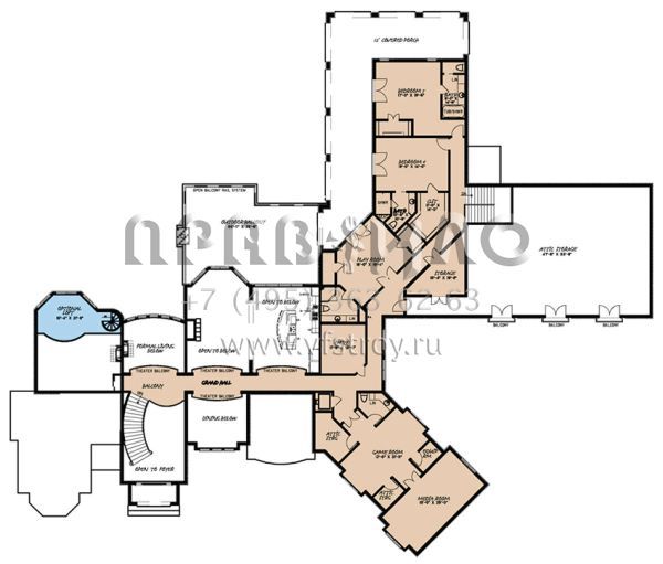 Проект двухэтажного дома с гаражом на три и более машин в английском стиле S5-758 (8318-00038)