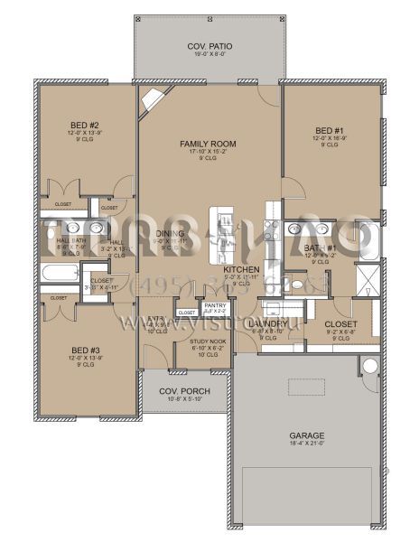 Проект одноэтажного дома с гаражом на две машины в стиле Ранчо S5-148 (677-00027)