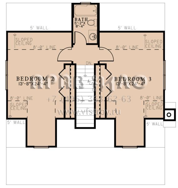 Проект двухэтажного дома с гаражом на одну машину в стиле Шале S5-206 (8318-00310)