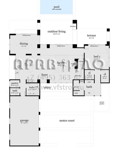 Проект двухэтажного дома с гаражом в стиле хай-тек S5-378 (028-00138)