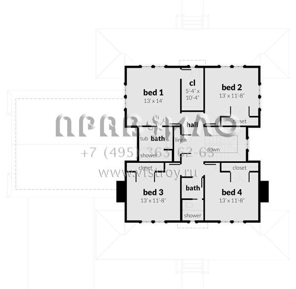 Проект двухэтажного дома с гаражом на две машины в стиле Ранчо S5-226 (028-00160)