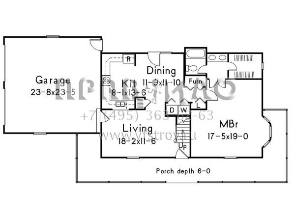 Проект двухэтажного дома с гаражом на две машины в стиле Ранчо S5-174 (5633-00353)