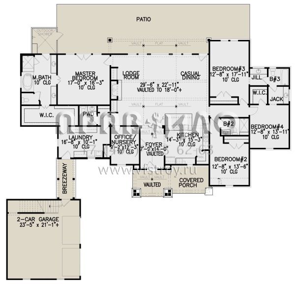 Проект одноэтажного дома с гаражом на две машины в стиле Шале S5-278 (699-00259)