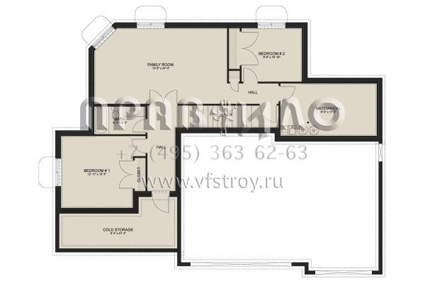 Проект одноэтажного дома с гаражом на три и более машин в американском стиле S5-226 (2802-00117)