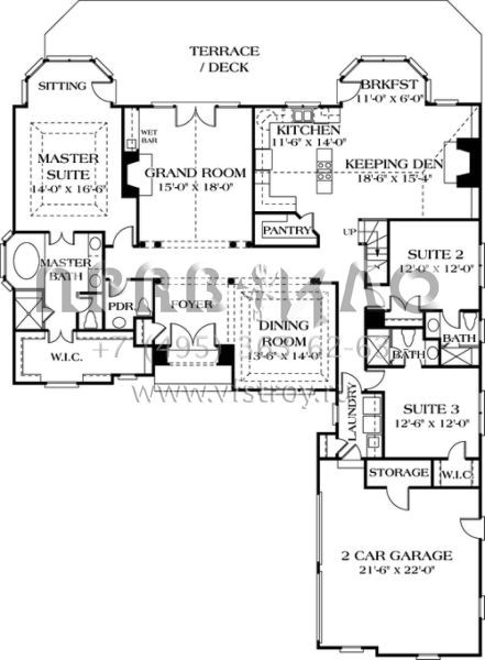 Проект одноэтажного дома с гаражом на две машины в английском стиле S5-249 (3323-00163)