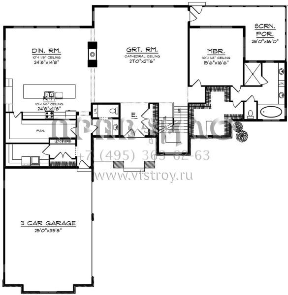 Проект двухэтажного дома с гаражом на три и более машин в американском стиле S5-381 (1020-00081)