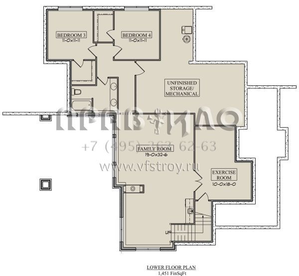 Проект одноэтажного дома с гаражом на три и более машин в американском стиле S5-190 (5631-00158)