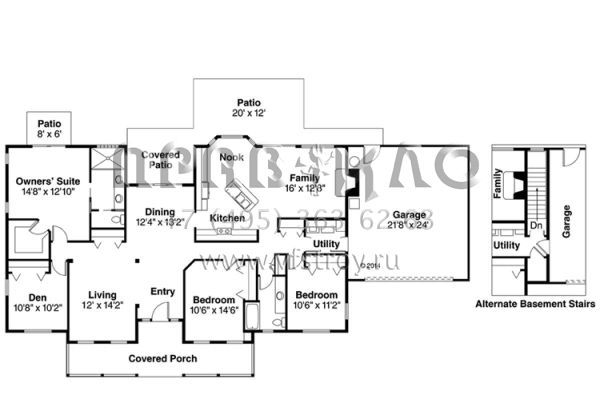 Проект одноэтажного дома с гаражом на две машины в стиле Ранчо S5-194 (035-00742)