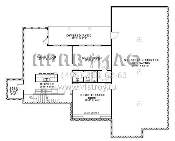 Проект одноэтажного дома с гаражом на три и более машин в современном стиле S5-532 (110-00612)