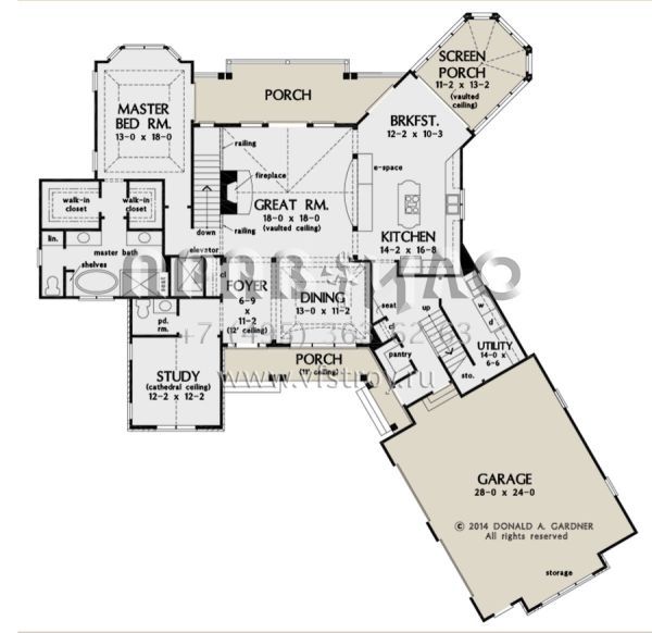 Проект одноэтажного дома с гаражом на две машины в стиле Ранчо S5-288 (2865-00037)
