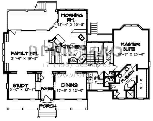 Проект двухэтажного дома с гаражом на три и более машин в стиле Ранчо S5-347 (6819-00002)