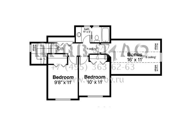 Проект двухэтажного дома с гаражом на две машины в стиле Ранчо S5-143 (035-00782)