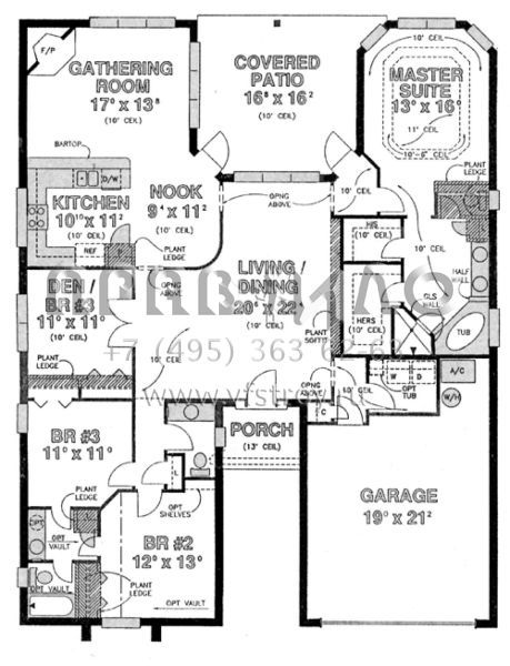 Проект одноэтажного дома с гаражом на две машины в стиле Ранчо S5-205 (4766-00048)