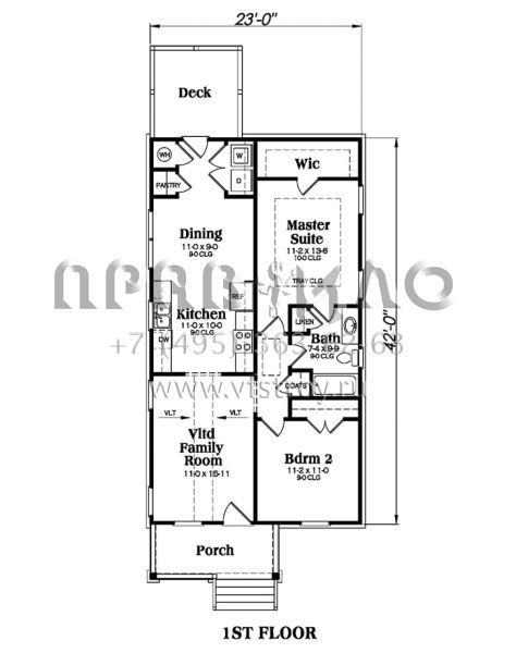Проект одноэтажного дома без гаража в стиле Ранчо S5-90 (009-00122)