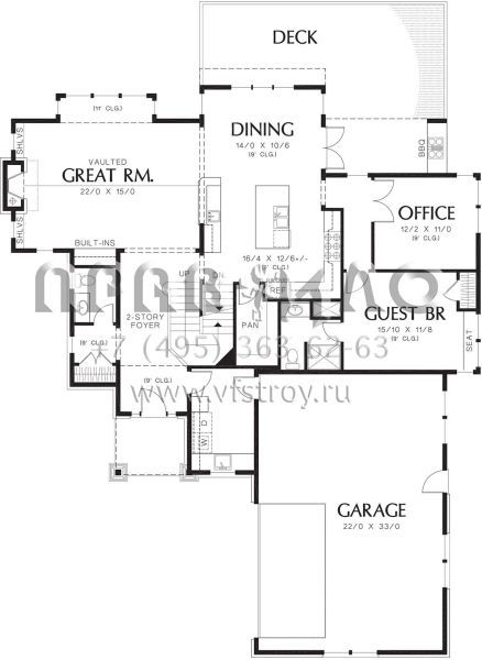 Проект двухэтажного дома с гаражом на две машины в американском стиле S5-365 (2559-00557)