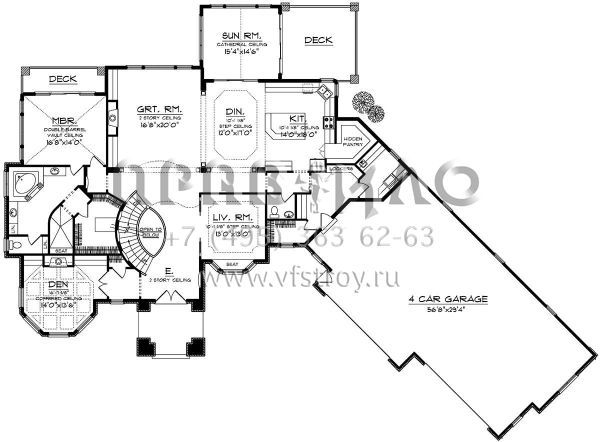 Проект двухэтажного дома с гаражом на три и более машин в современном стиле S5-422 (1020-00223)