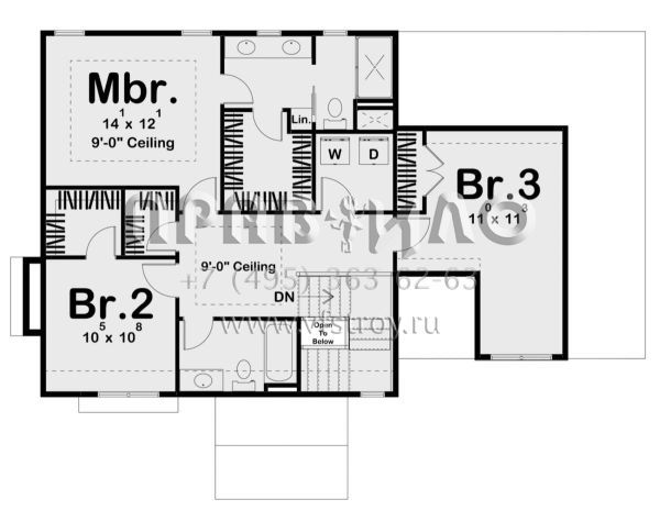 Проект двухэтажного дома с гаражом на две машины в стиле Готика S5-175 (963-00522)