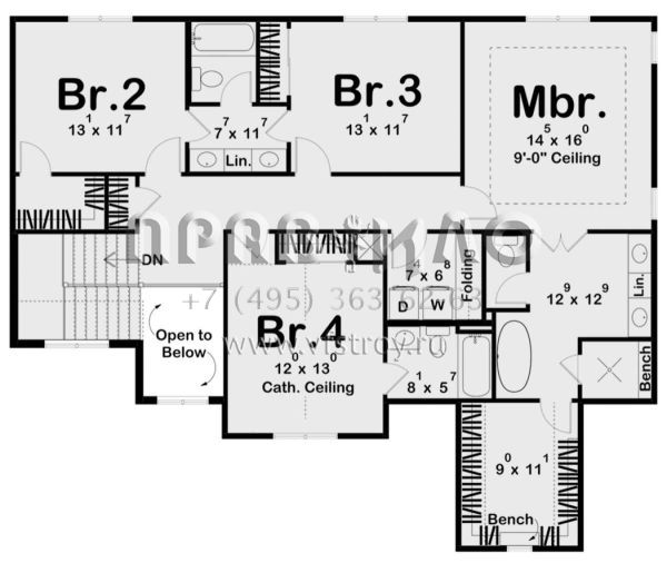 Проект двухэтажного дома с гаражом на три и более машин в современном стиле S5-256 (963-00800)