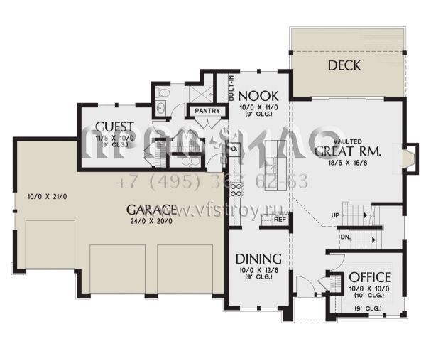 Проект двухэтажного дома с гаражом на три и более машин в стиле Райт S5-339 (2559-00895)