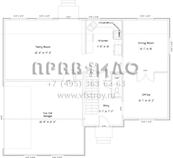 Проект двухэтажного дома с гаражом на две машины в стиле Ранчо S5-247 (2802-00025)