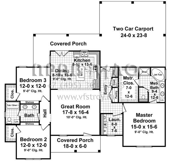 Проект одноэтажного дома с гаражом на две машины в стиле Ранчо S5-160 (348-00263)