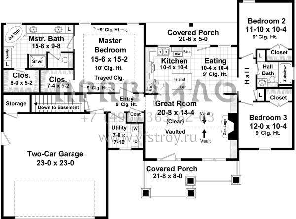 Проект одноэтажного дома с гаражом на две машины в современном стиле S5-151 (348-00232)