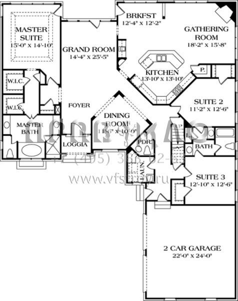 Проект одноэтажного дома с гаражом на две машины в стиле Ранчо S5-249 (3323-00164)