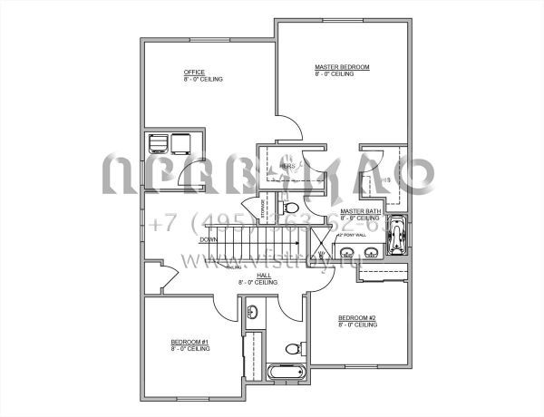 Проект двухэтажного дома с гаражом на две машины в стиле Ранчо S5-240 (8326-00002)