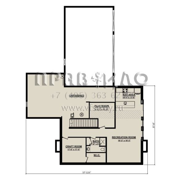 Проект двухэтажного дома с гаражом на три и более машин в стиле Ранчо S5-324 (1958-00015)