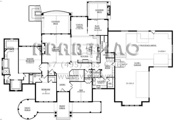 Проект одноэтажного дома с гаражом на три и более машин в скандинавском стиле S5-500 (5631-00059)