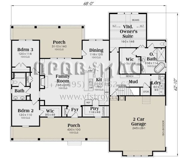 Проект одноэтажного дома с гаражом на две машины в современном стиле S5-203 (009-00370)