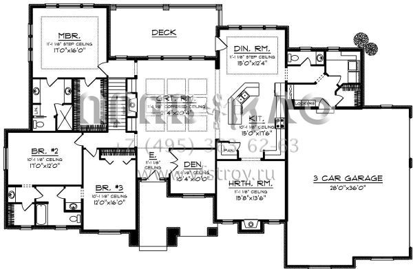 Проект одноэтажного дома с гаражом на три и более машин в английском стиле S5-264 (1020-00071)