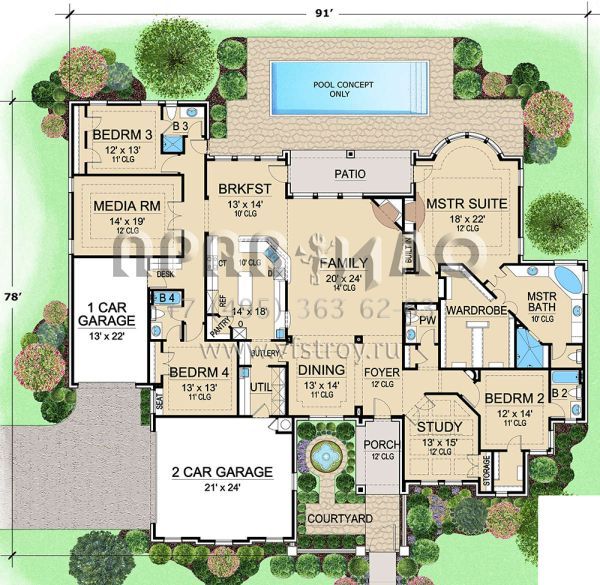 Проект особняка с гаражом на три машины в английском стиле S5-376 (5445-00323)