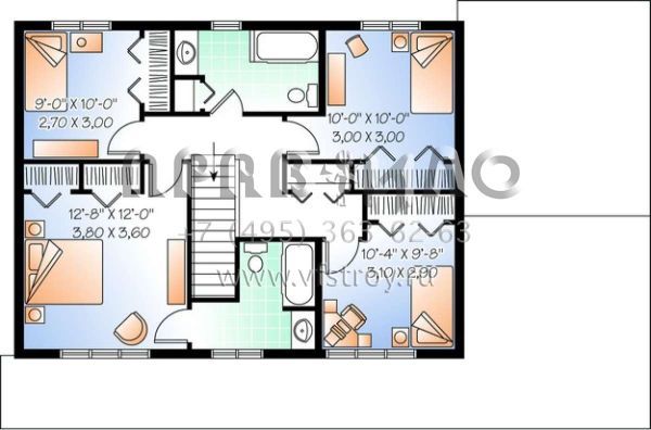 Проект двухэтажного дома без гаража в стиле Ранчо S5-210 (034-00808)