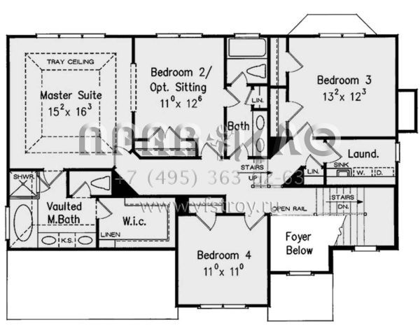 Проект двухэтажного дома с гаражом на две машины в стиле Ранчо S5-219 (8594-00387)