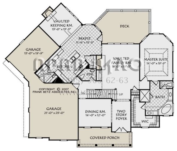 Проект двухэтажного дома с гаражом на три и более машин в стиле Ранчо S5-282 (8594-00059)