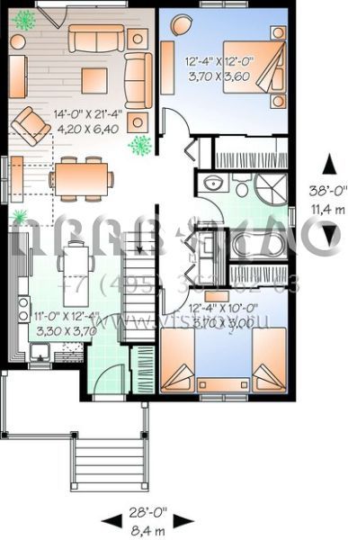Проект одноэтажного дома без гаража в стиле Ранчо S5-97 (034-00193)