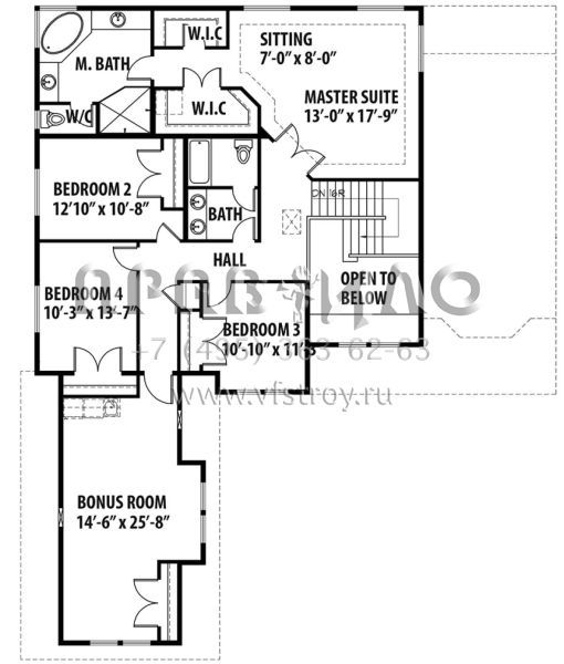 Проект двухэтажного дома с гаражом на три и более машин в стиле Ранчо S5-336 (9488-00028)
