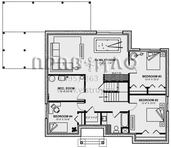 Проект одноэтажного дома без гаража в современном стиле S5-268 (034-01306)