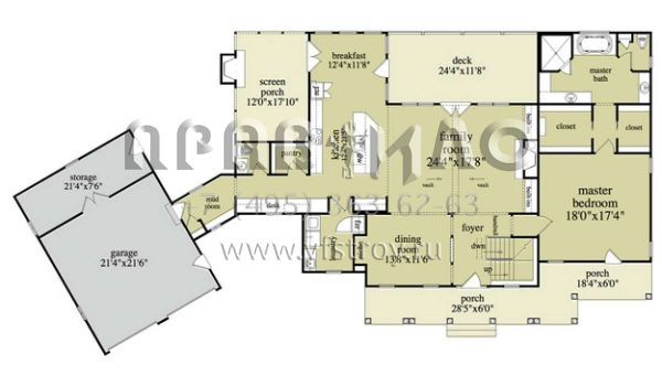 Проект двухэтажного дома с гаражом на две машины в стиле Ранчо S5-361 (957-00047)