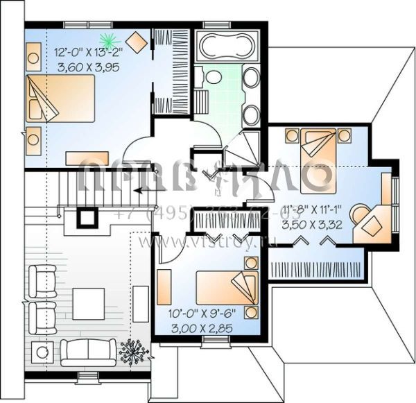 Проект двухэтажного дома с гаражом на одну машину в английском стиле S5-141 (034-00403)