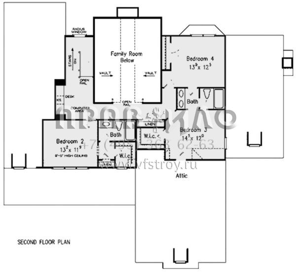 Проект двухэтажного дома с гаражом на две машины в стиле Ранчо S5-294 (8594-00298)