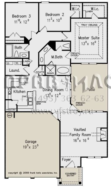 Проект одноэтажного дома с гаражом на две машины в стиле Ранчо S5-144 (8594-00347)