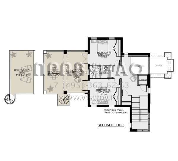 Проект двухэтажного дома с гаражом на три и более машин в современном стиле S5-302 (5565-00066)
