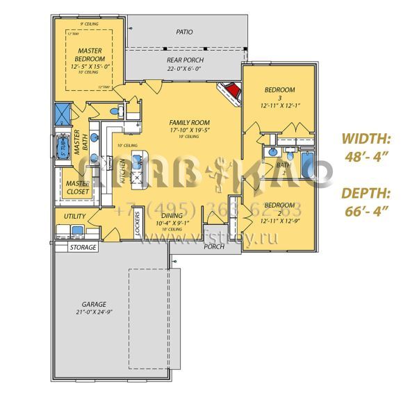 Проект одноэтажного дома с гаражом на две машины в стиле Ранчо S5-147 (9279-00016)